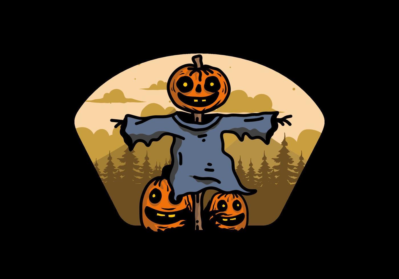 Gruseliges Halloween-Kürbis-Illustrationsdesign vektor