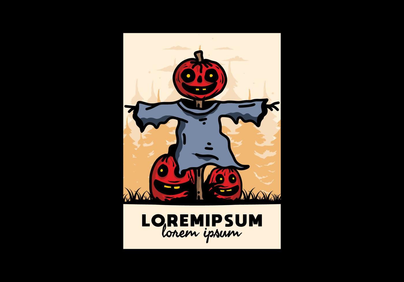 skrämmande halloween pumpa illustration design vektor