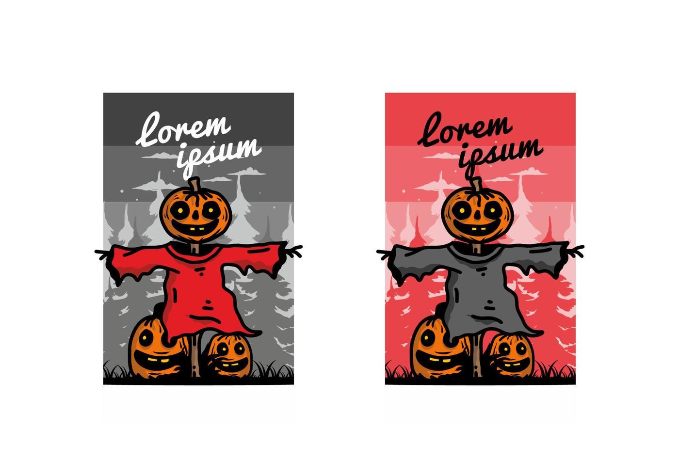 Gruseliges Halloween-Kürbis-Illustrationsdesign vektor