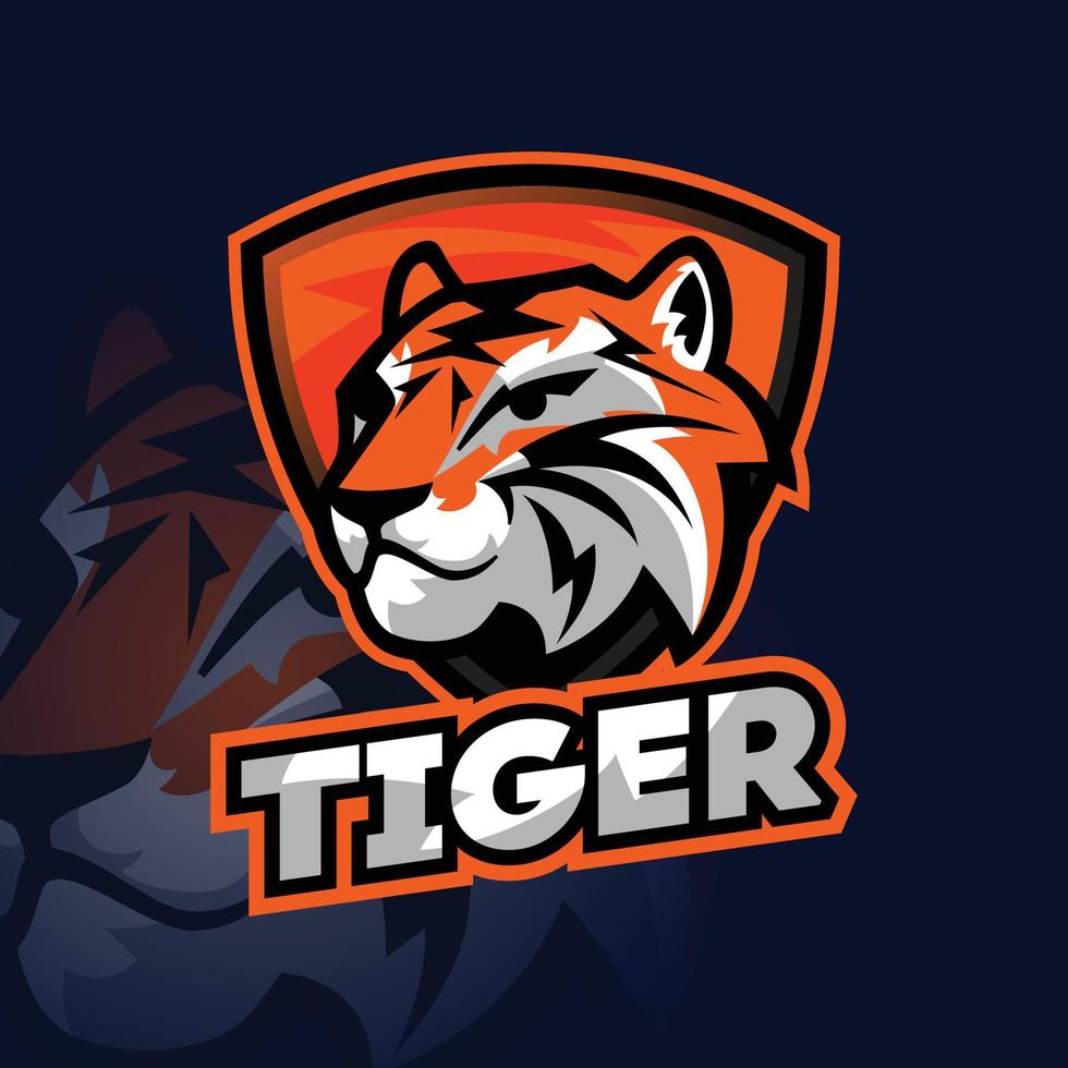 tiger und schild esport logo vektor