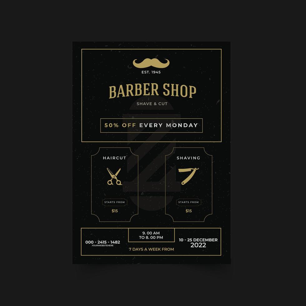 professionell barberare affär flygblad layout vektor