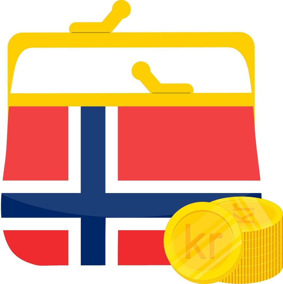 norwegischer Flaggenvektor handgezeichnet, norwegischer Kronenvektor handgezeichnet vektor