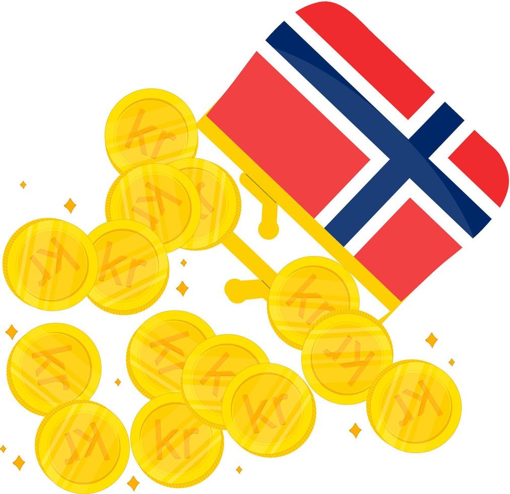 norwegischer Flaggenvektor handgezeichnet, norwegischer Kronenvektor handgezeichnet vektor