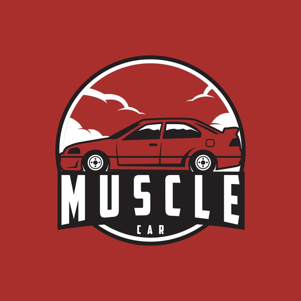 Muscle-Car-Logo - Vektorauto ideal für Banner, Vorlagen, Embleme, Abzeichen, Kleidung pro Vektor