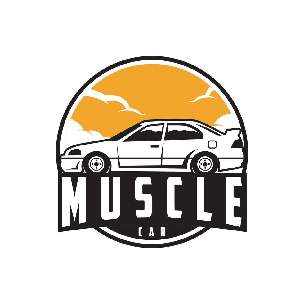 Muscle-Car-Logo - Vektorauto ideal für Banner, Vorlagen, Embleme, Abzeichen, Kleidung pro Vektor