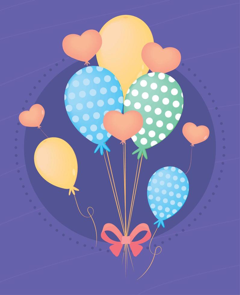 födelsedag ballonger med rosett vektor