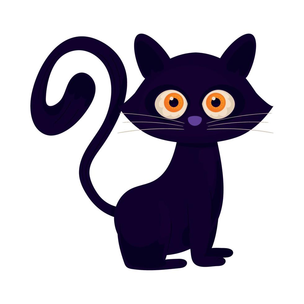 svart katt tecknad serie vektor