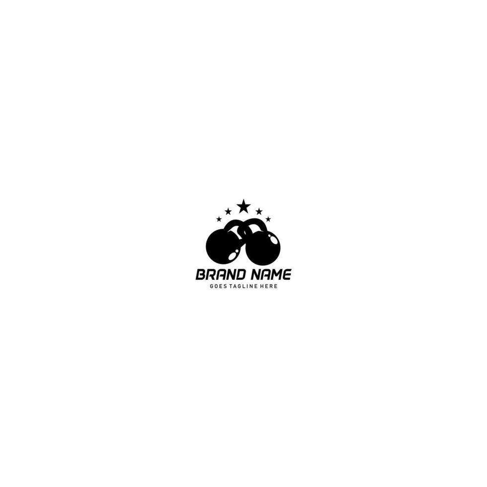 2 schwarze Kettlebell-Logos mit Sternen. geeignet für Fitnessstudio-Logos vektor