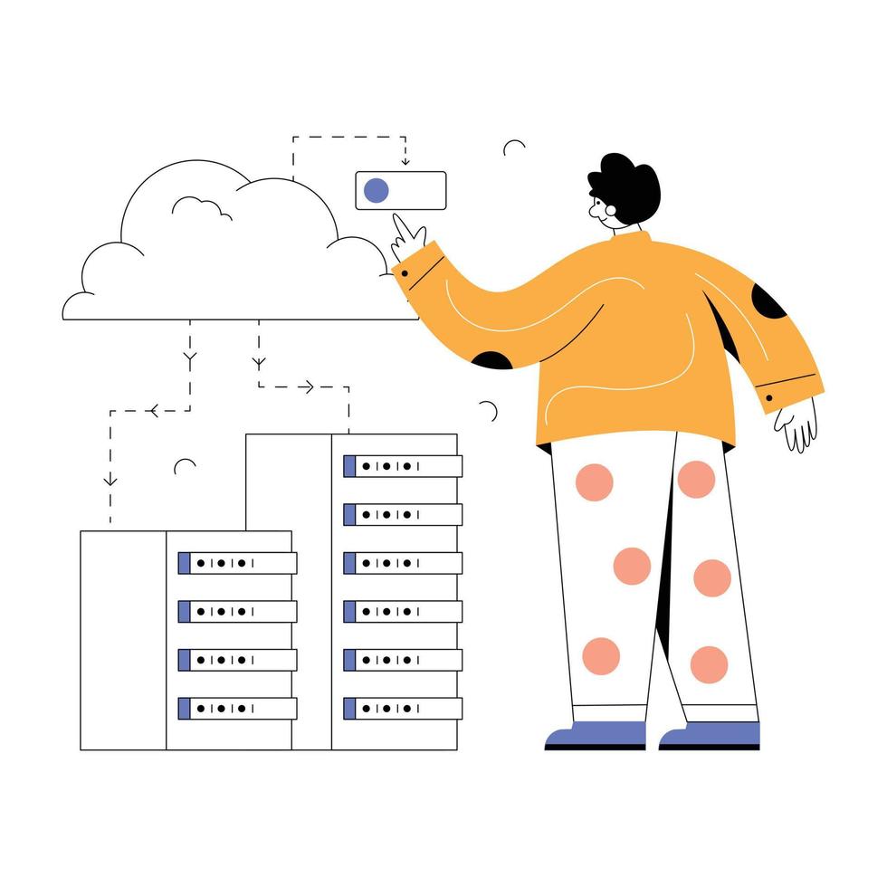 eine skalierbare flache Darstellung des Datenhostings vektor