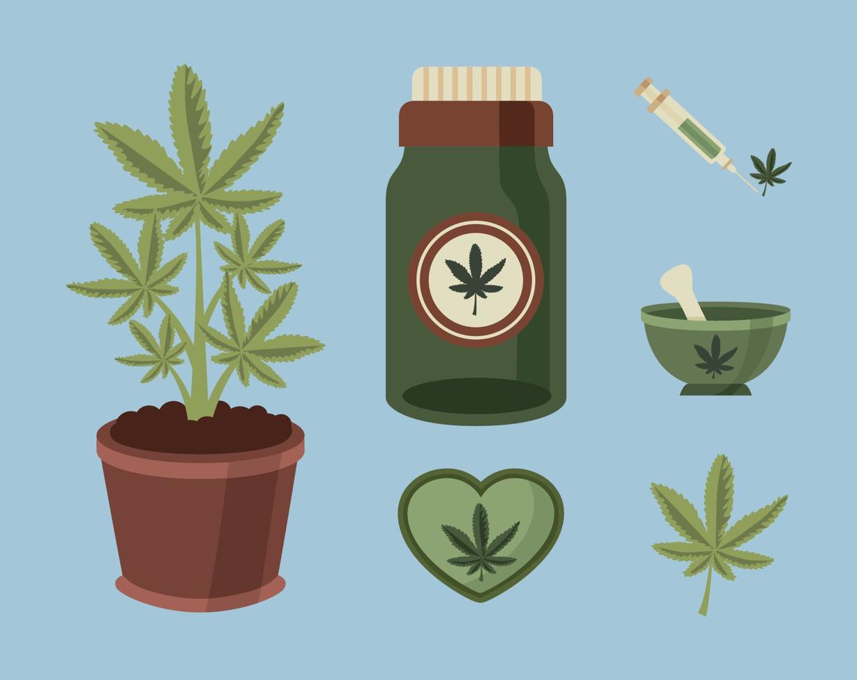 sechs medizinische Cannabis-Symbole vektor