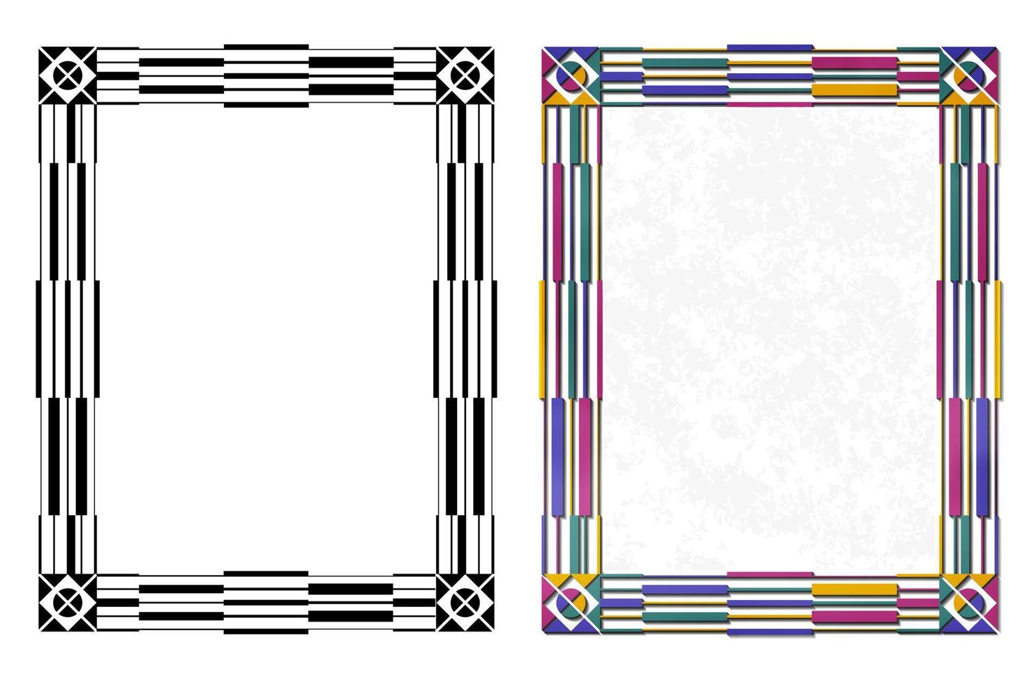dekorativ ramar och gränser uppsättning, texturisera svart och pastell Färg gränser 2 vektor