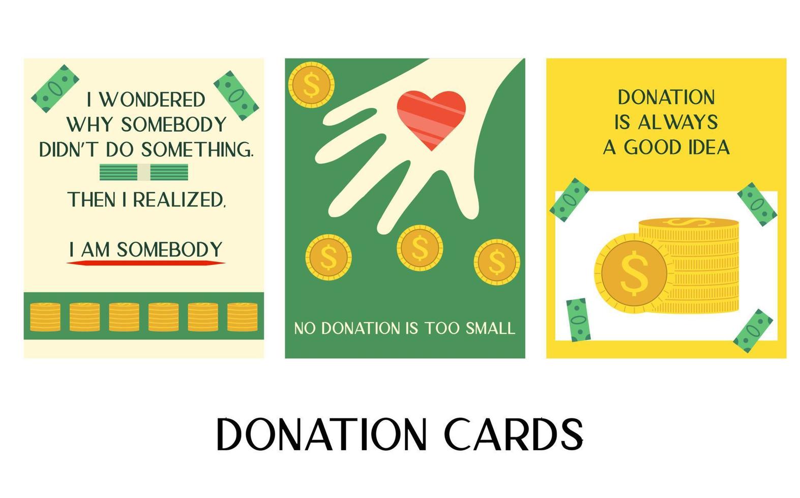 donation är alltid en Bra aning kort. välgörenhet gåva kort för volontärarbete. samla bidrag från budget vektor