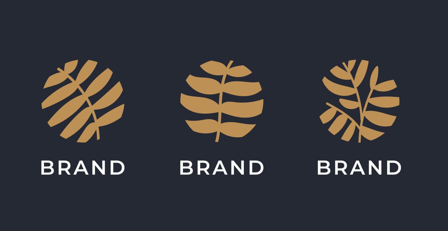 botanisk blad logotyp bunt. naturlig växter trädgård symboler mall. perfekt för företag företag logotyp. vektor illustration.
