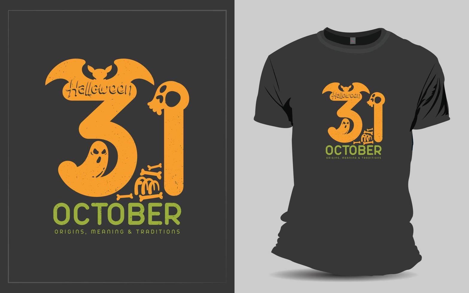 beängstigendes Halloween-T-Shirt-Design v2 vektor