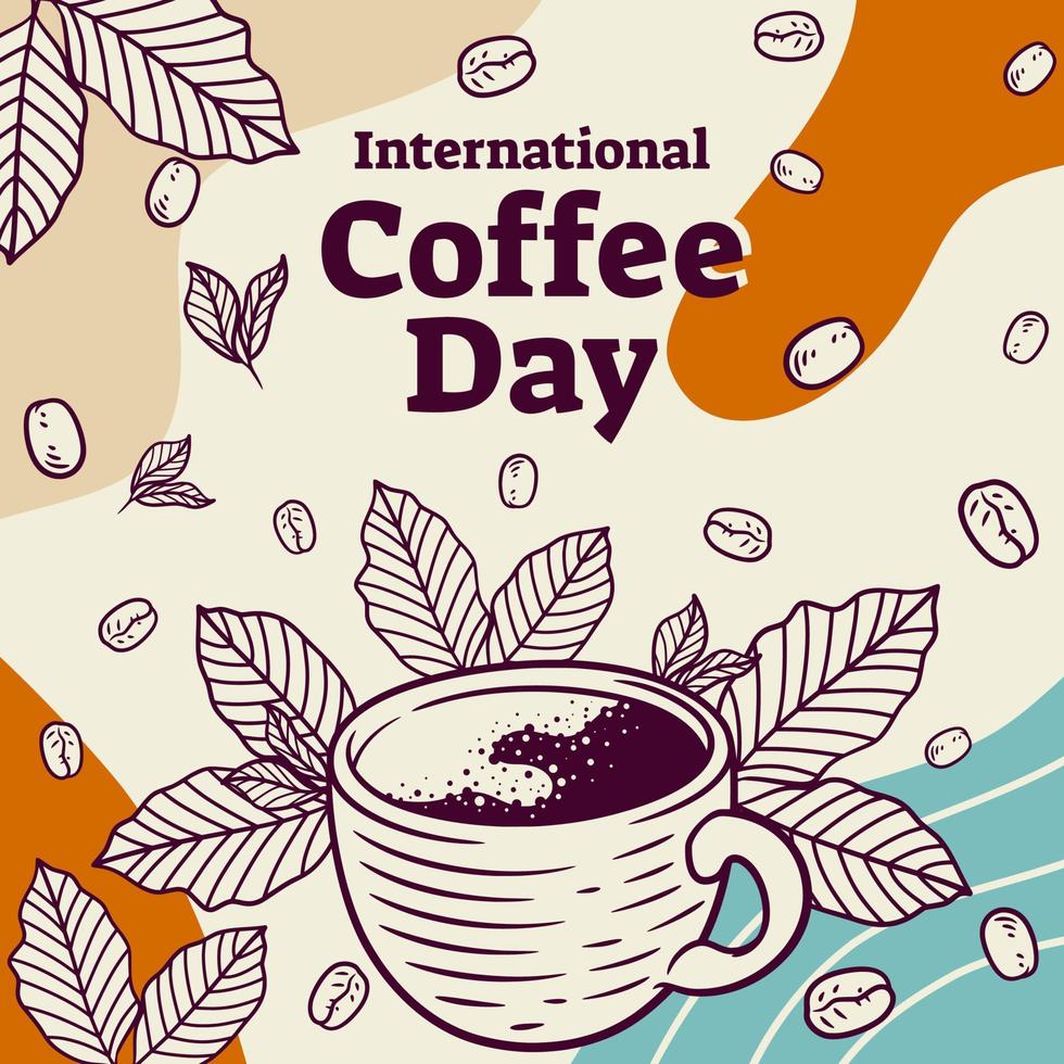 grafische illustration des internationalen kaffeetages vektor