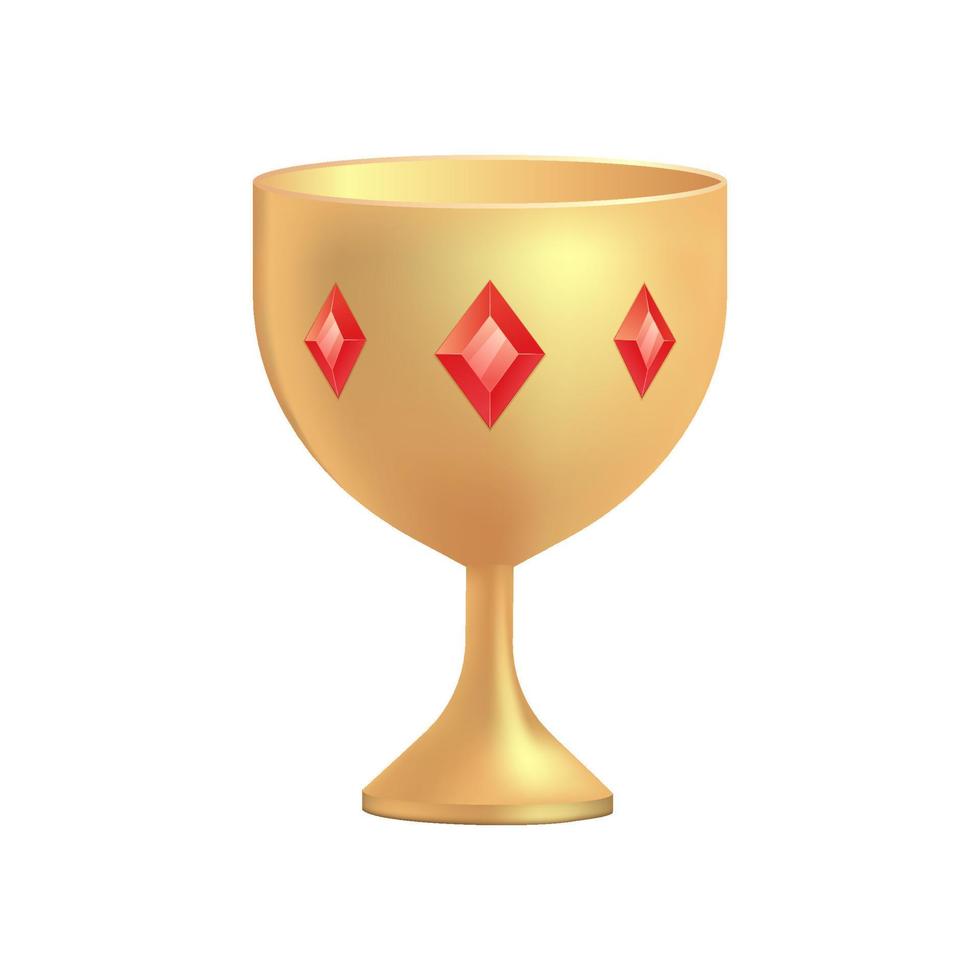 tecknad serie kopp för kung eller drottning, kunglig monark gral bägare. skatt, spel tillgångar, guld, monarki medeltida kejsare symbol, vektor