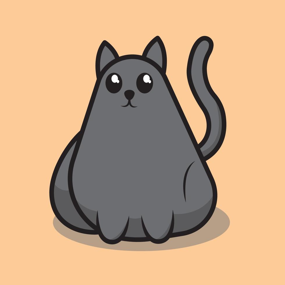 grå tecknad serie katt platt design vektor