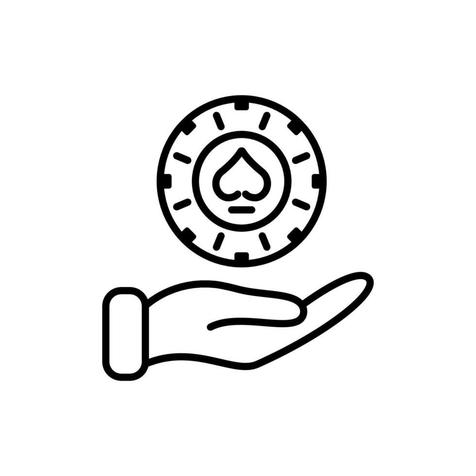 Chip Casino Roulette Vegas schwarzes Umrisspiktogramm. Münze Glücksspiel Risiko Glücksspiel Club flaches Symbol. Symbol für die Linie der Pokerchips. Geldwettkreis-Token. isolierte Vektorillustration. vektor