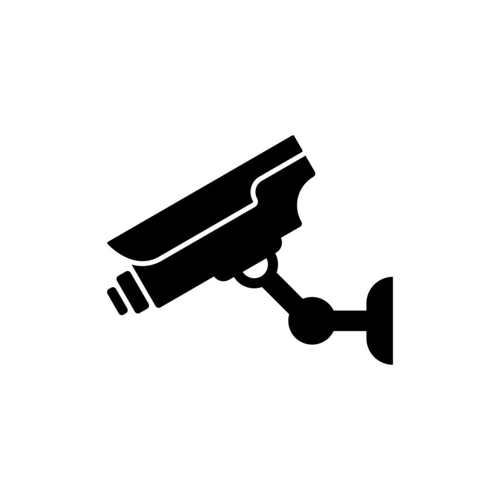 CCTV-Symbol mit schwarzer Silhouette. Glyphen-Piktogramm für Sicherheitsvideokameras. Überwachungsstraße elektronisches System flaches Symbol. Überwachung des Sicherheitsschutzes. die Regelanlage. isolierte Vektorillustration. vektor