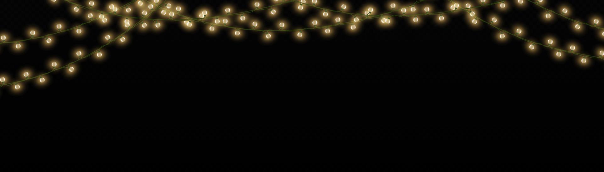 jul lampor isolerat på en transparent bakgrund. jul lysande girland.för de ny år och jul. ljus effekt. vektor illustration.