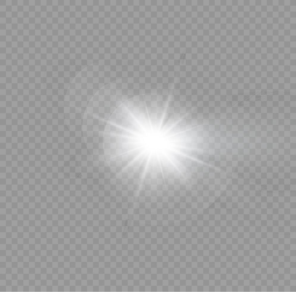 Vektor-Sonnenlicht spezieller Lens Flare-Lichteffekt. Sonneneruption der Frontlinse. Vektorunschärfe im Strahlungslicht. Dekorelement. horizontale Sternstrahlen und Scheinwerfer. Stern vektor