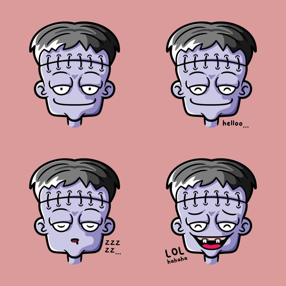 vektorillustration des niedlichen zombie-monsters emoji vektor