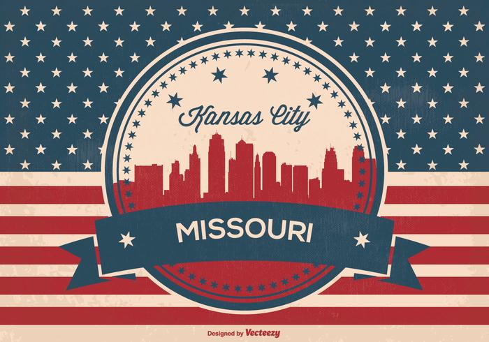 Retro kansas city missouri skyline illustration vektor