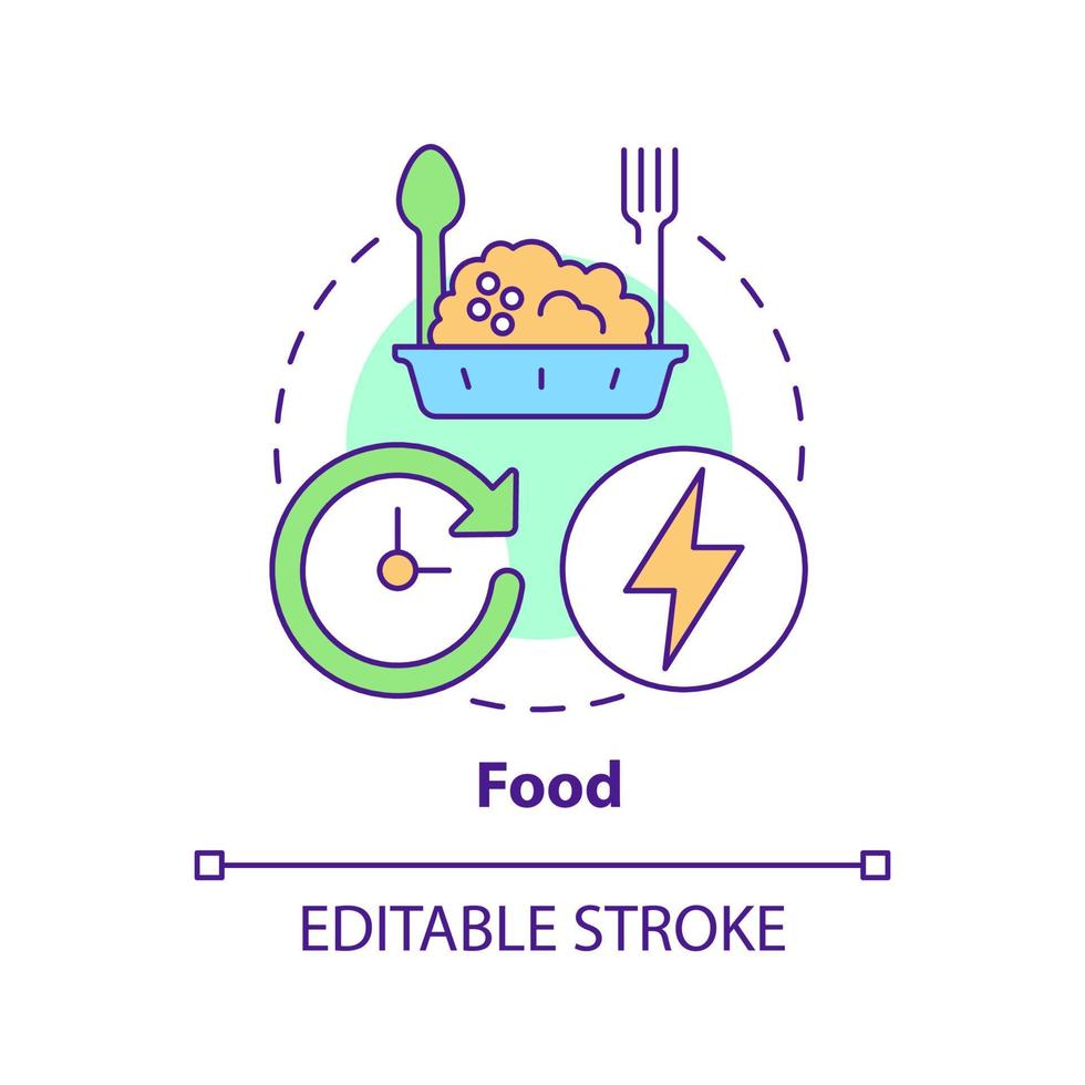 mat begrepp ikon. sak till Lagra för efterlevande. nödsituation gå väska abstrakt aning tunn linje illustration. isolerat översikt teckning. redigerbar stroke. vektor