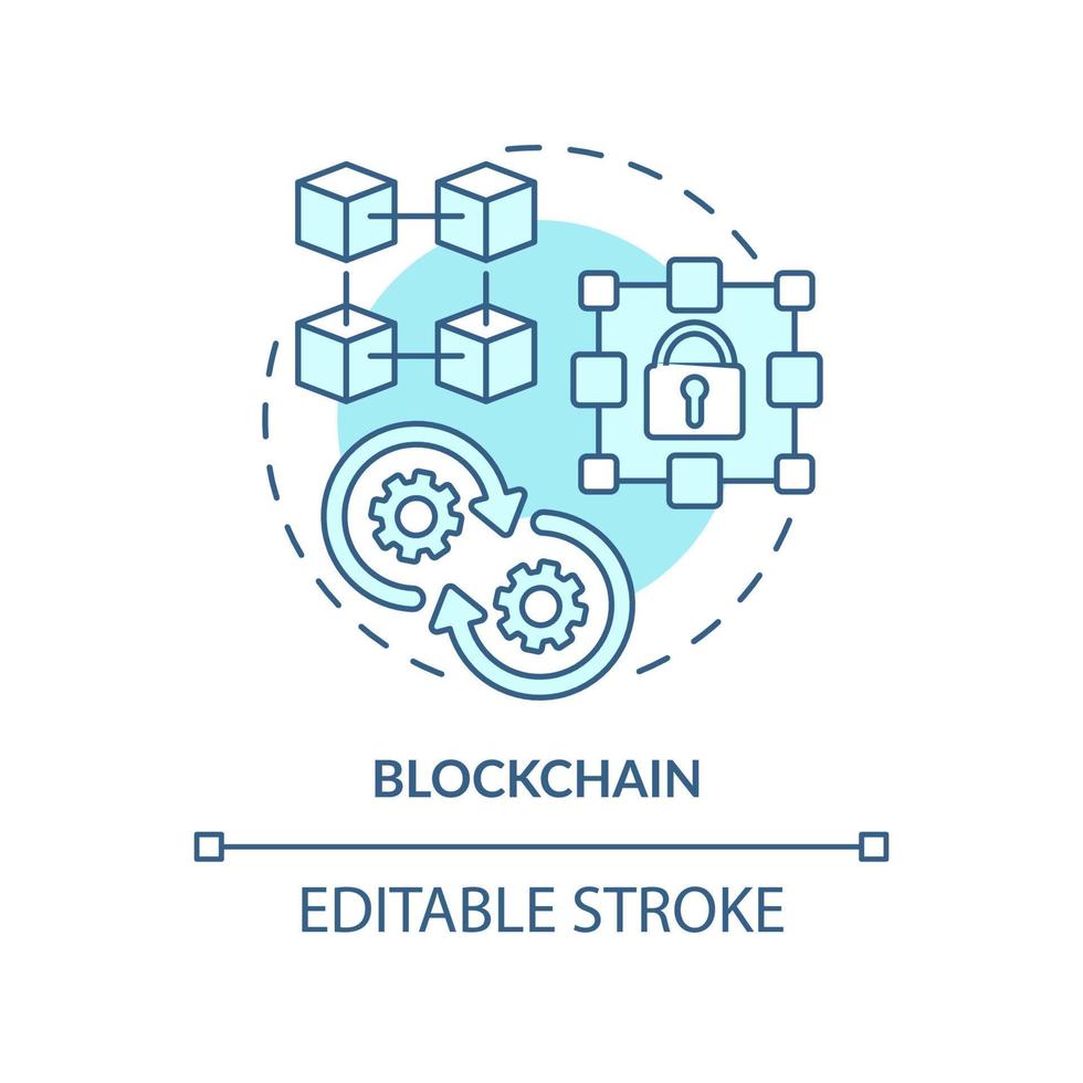 blockchain turkos begrepp ikon. högsta betalande frilans skicklighet abstrakt aning tunn linje illustration. krypterad data. isolerat översikt teckning. redigerbar stroke. vektor