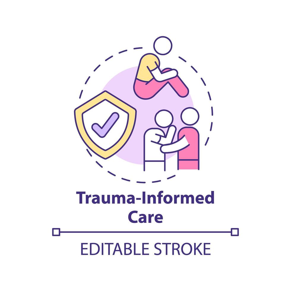 Trauma informiertes Pflegekonzept Symbol. Heilung des Patienten. psychische Gesundheit Trend abstrakte Idee dünne Linie Illustration. isolierte Umrisszeichnung. editierbarer Strich. vektor