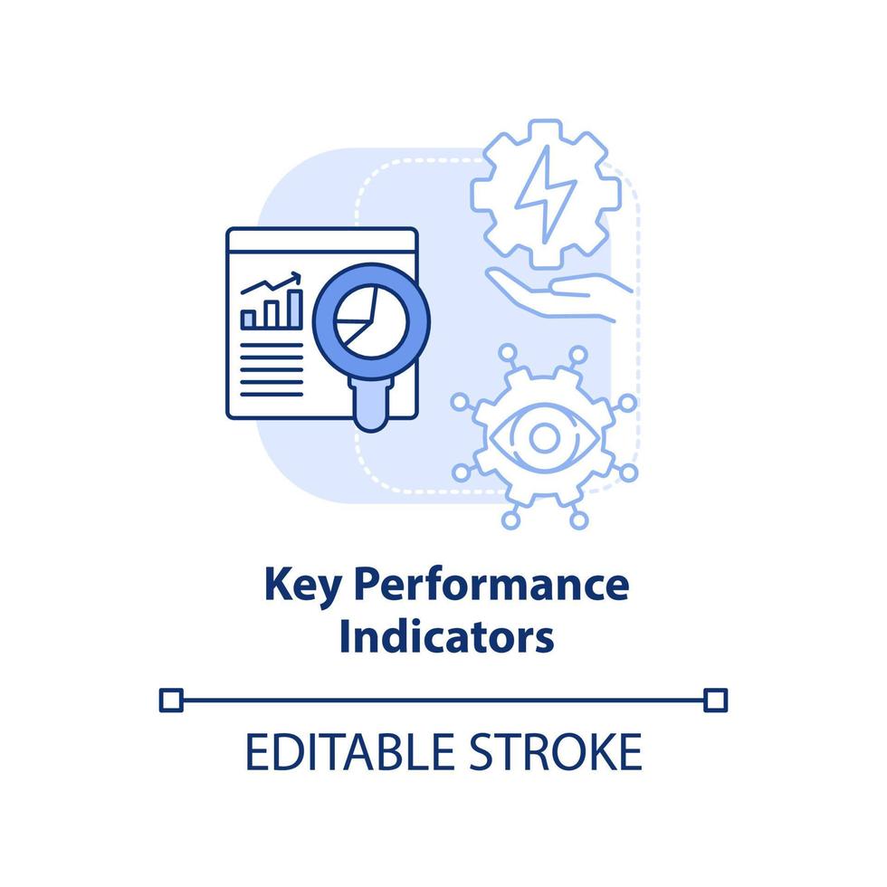 nyckel prestanda indikatorer blå ljus begrepp ikon. effektiv energi förvaltning abstrakt aning tunn linje illustration. isolerat översikt teckning. redigerbar stroke. vektor