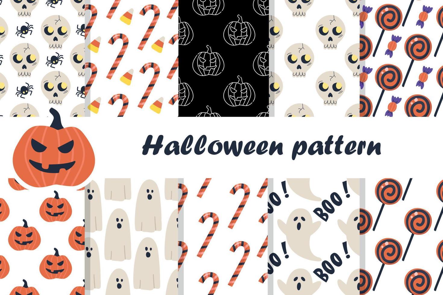 Reihe von Halloween-Mustern. gruseliger nahtloser Hintergrund vektor