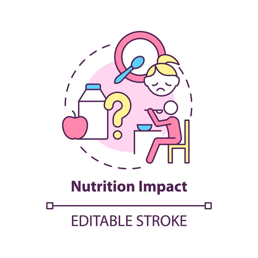 näring påverkan begrepp ikon. diet för mental hälsa. trend i psykologi abstrakt aning tunn linje illustration. isolerat översikt teckning. redigerbar stroke. vektor