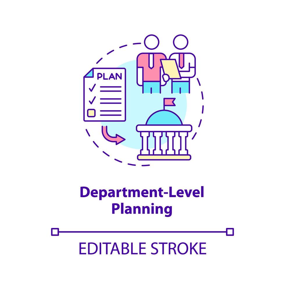 avdelning nivå planera begrepp ikon. intäkter och utgifter. budgetering bearbeta abstrakt aning tunn linje illustration. isolerat översikt teckning. redigerbar stroke. vektor