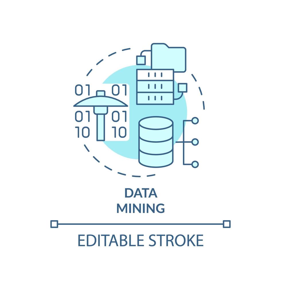 data brytning turkos begrepp ikon. företag intelligens Metod abstrakt aning tunn linje illustration. analysera datauppsättningar. isolerat översikt teckning. redigerbar stroke. vektor