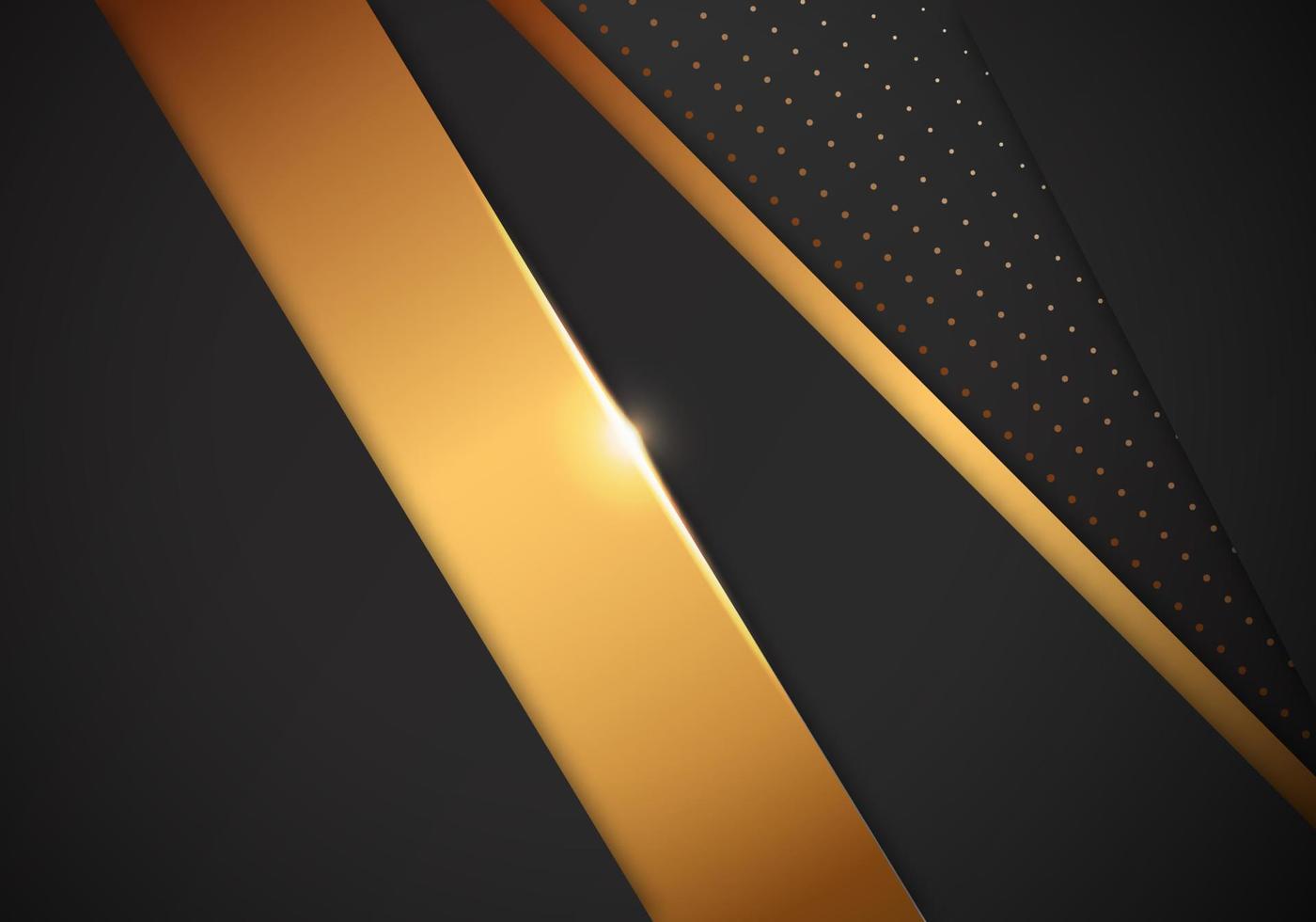 abstrakte luxuriöse geometrische überlappung auf schwarzem hintergrund mit glitzernden und goldenen linien leuchtenden punktkombinationen vektor
