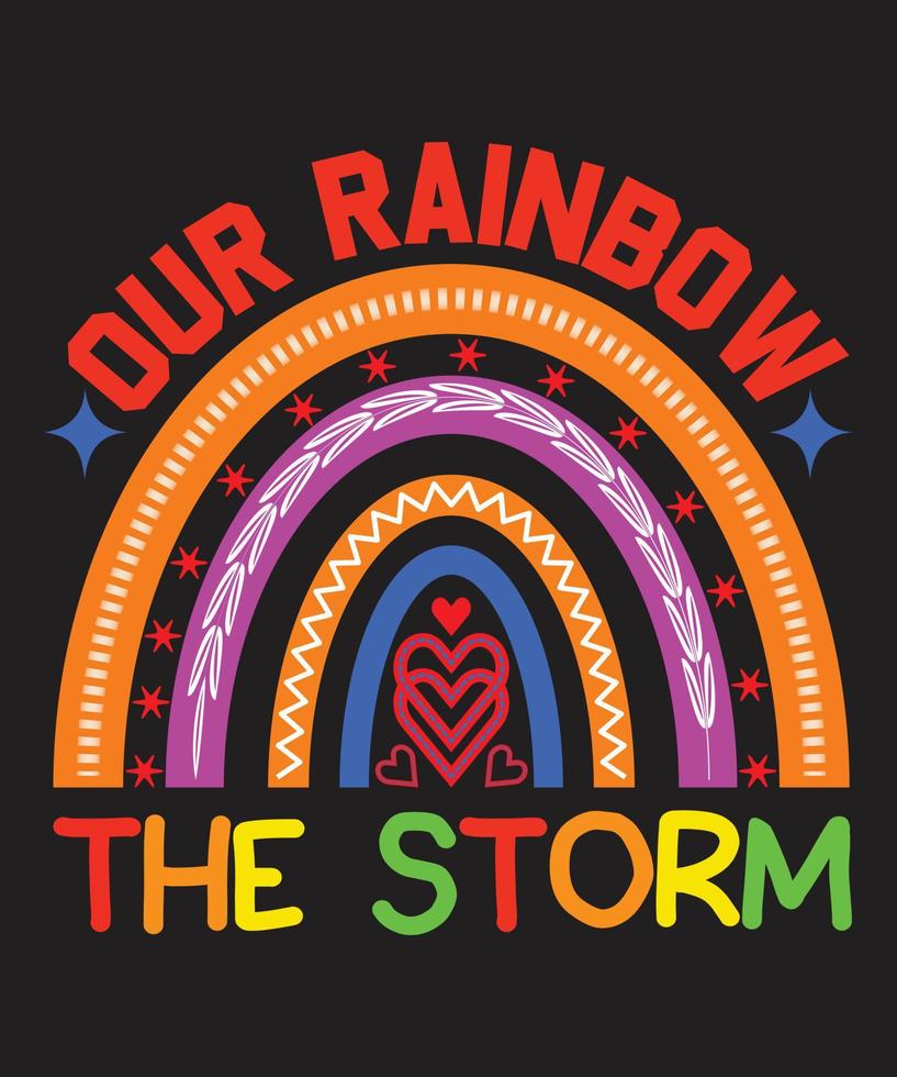 vår regnbåge efter de storm regnbåge t-shirt design vektor