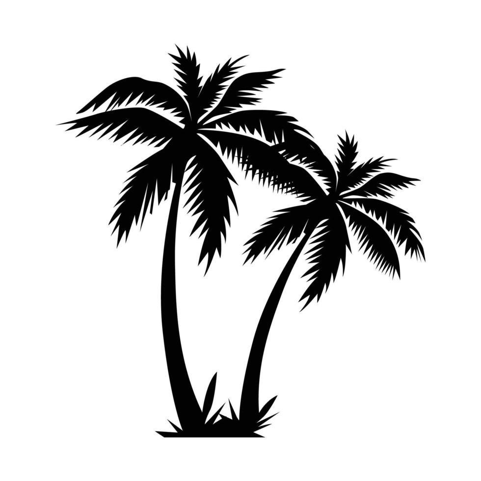 palmer träd ikoner isolerat på vit bakgrund vektor