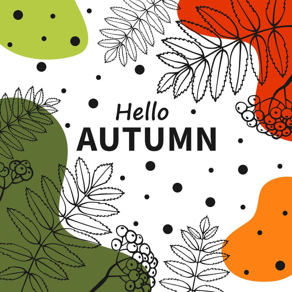 helle Herbstkarte. schönes Poster mit Blättern und Text. Herbstferienkarten. hand gezeichnete vektorillustration. vektor