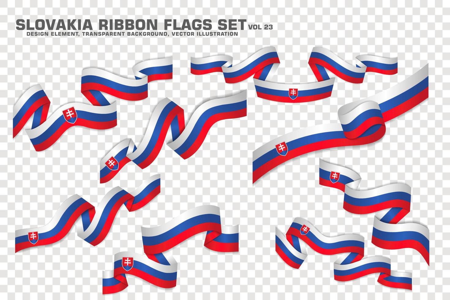 slovakia band flaggor uppsättning, element design. vektor illustration