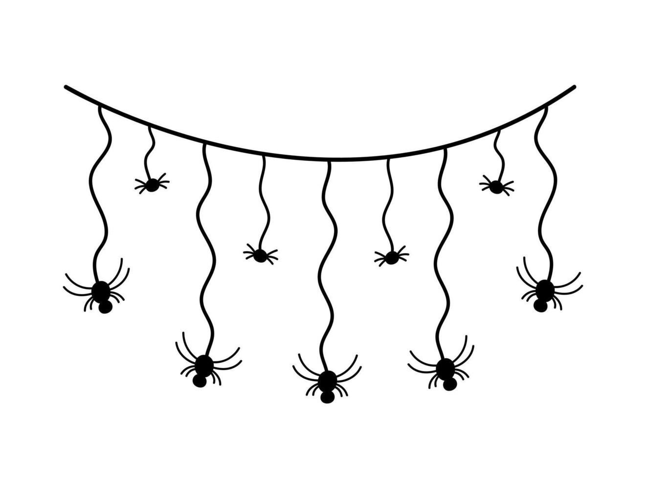 halloween doodle dekoratives gruseliges element isoliert. hand gezeichnete vektorumrissillustration der spinnenlinie clipart vektor