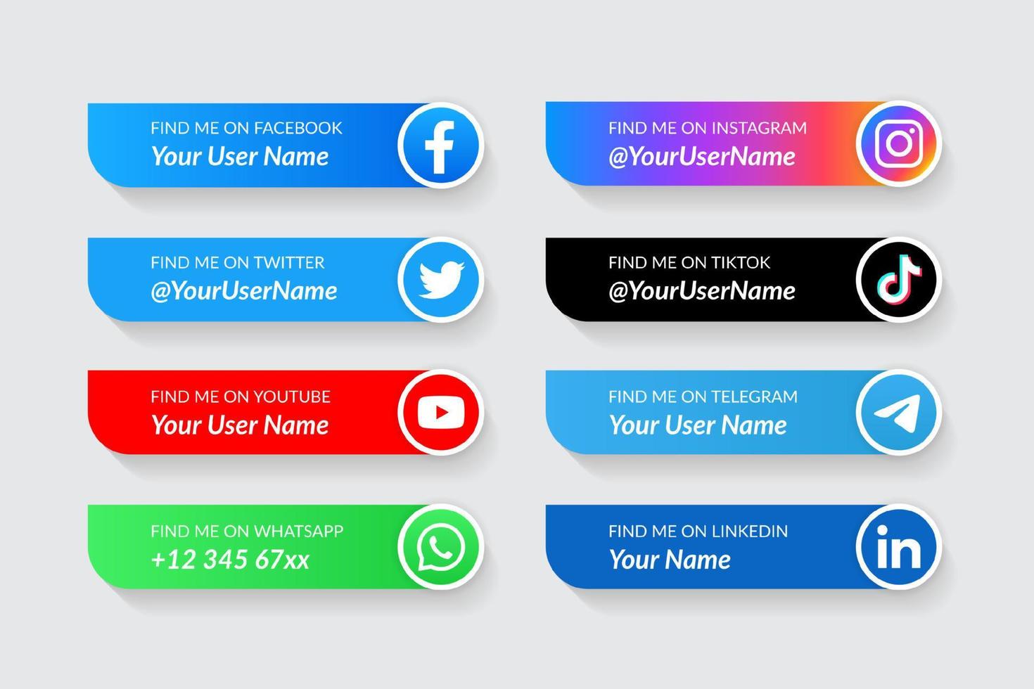 moderne Social-Media-Symbole-Sammlungsvorlage für das untere Drittel vektor