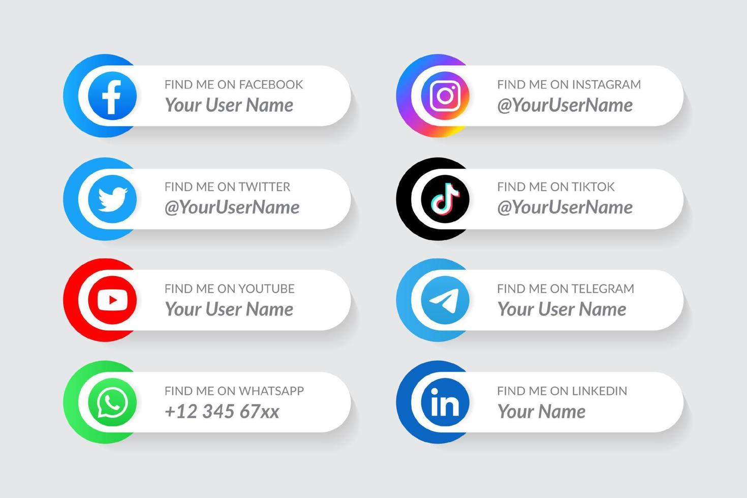 moderne Social-Media-Symbole-Sammlungsvorlage für das untere Drittel vektor