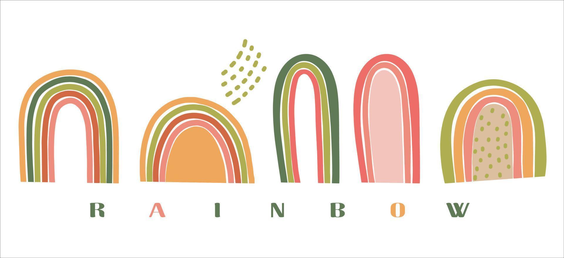 bunter abstrakter Regenbogen im modernen Stil. Satz von Elementen. Vektor-Illustration-Design. abstraktes zeitgenössisches Kunstdesign. Vorlagendesign. vektor