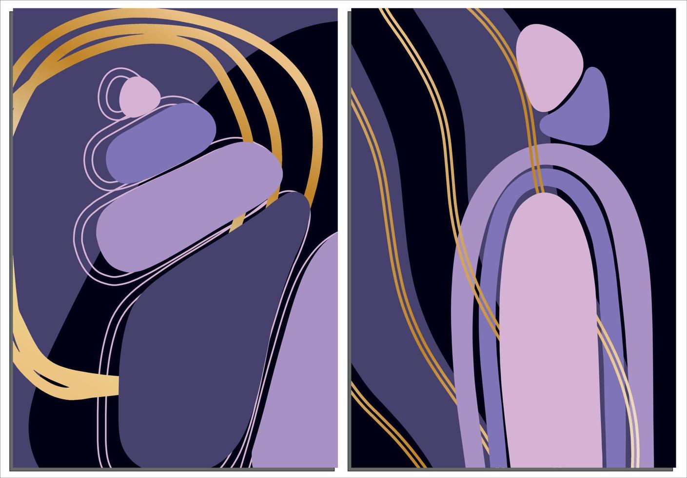 skön linje konst illustration med lila abstraktion och gyllene element. abstrakt geometrisk färgrik bakgrund. modern mönster för tapet design. vektor
