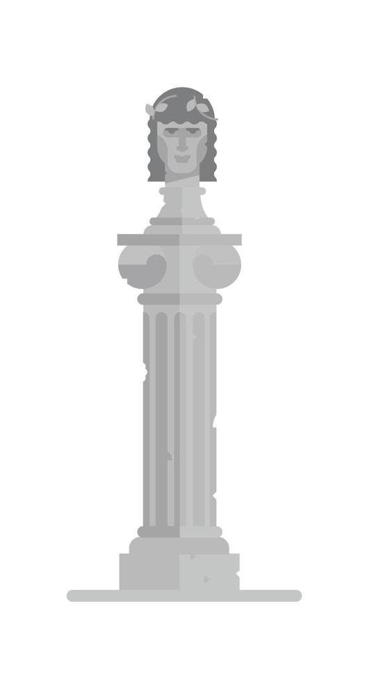 skulptural sätta dit av de grekisk Gud. platt illustration av de grekisk kung på de kolumn. vektor illustration. ikon av en roman kejsare är isolerat på en vit bakgrund. bild för affisch, webbplats och skriva ut.