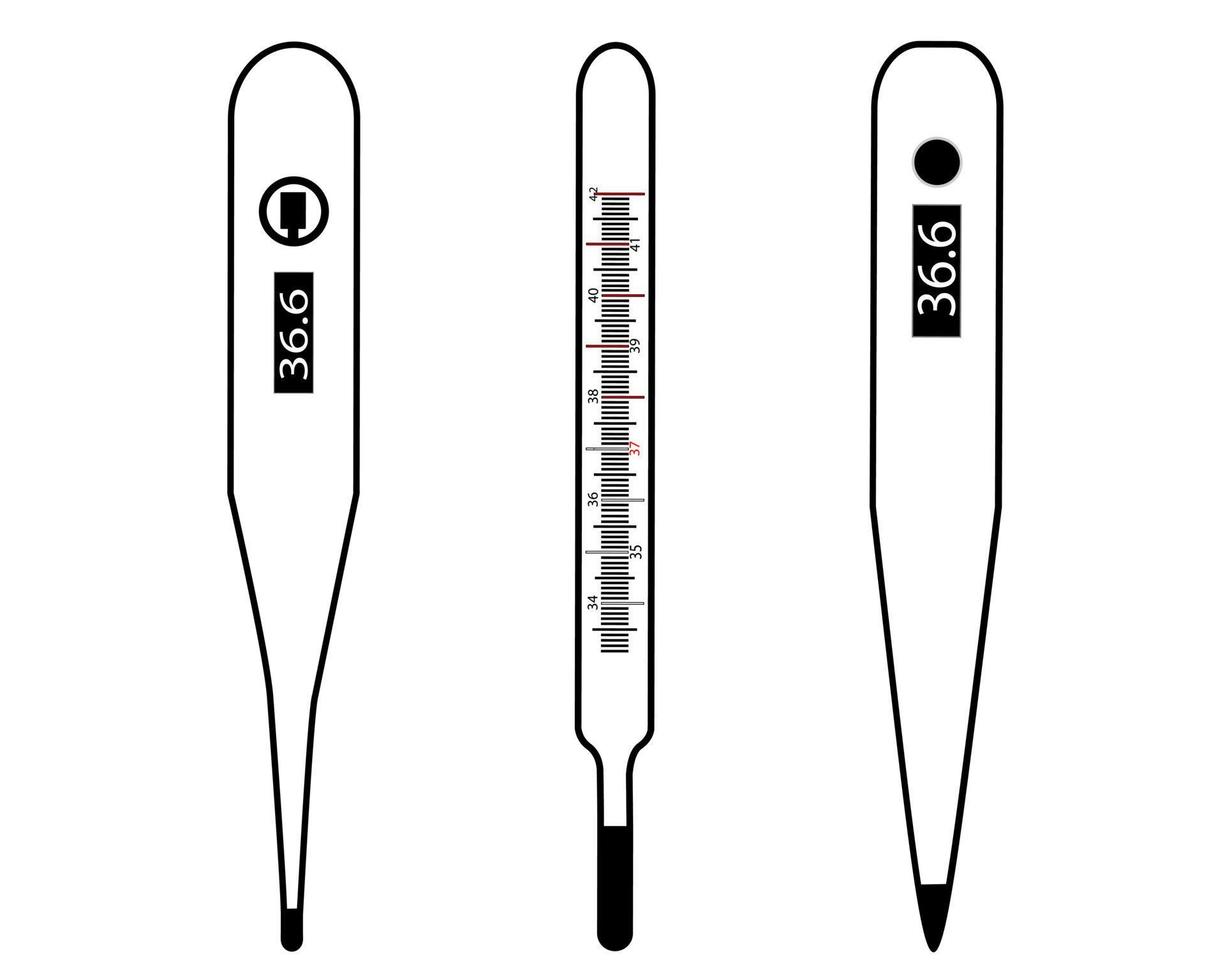 elektronische Thermometer und Quecksilber auf weißem Hintergrund vektor