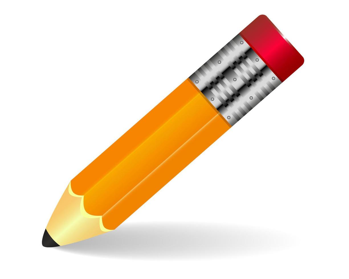 Bleistift mit Radiergummi auf weißem Hintergrund löschen vektor