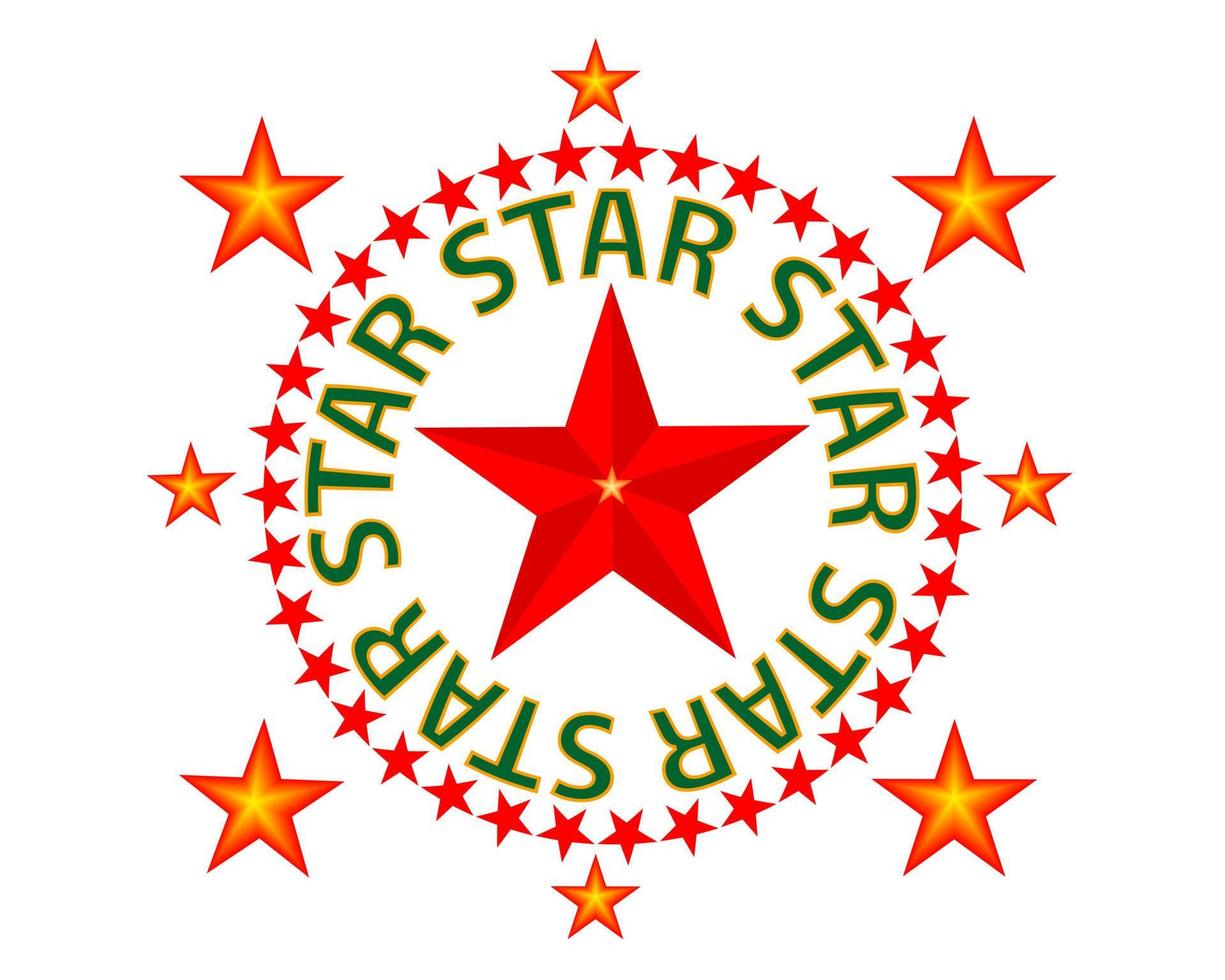 roter Stern mit Inschriften auf weißem Hintergrund vektor