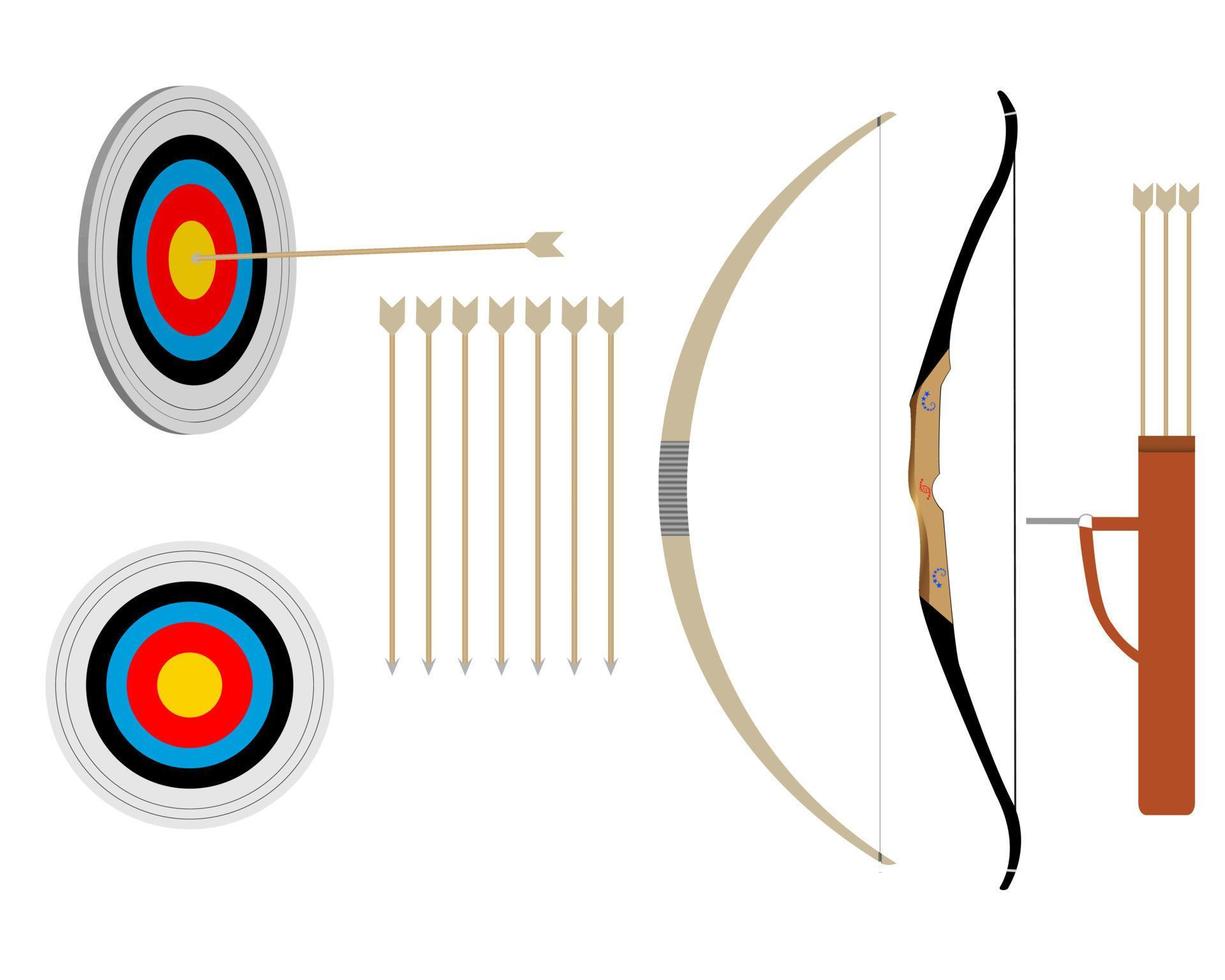 två bågar och pilar och mål på en vit bakgrund vektor